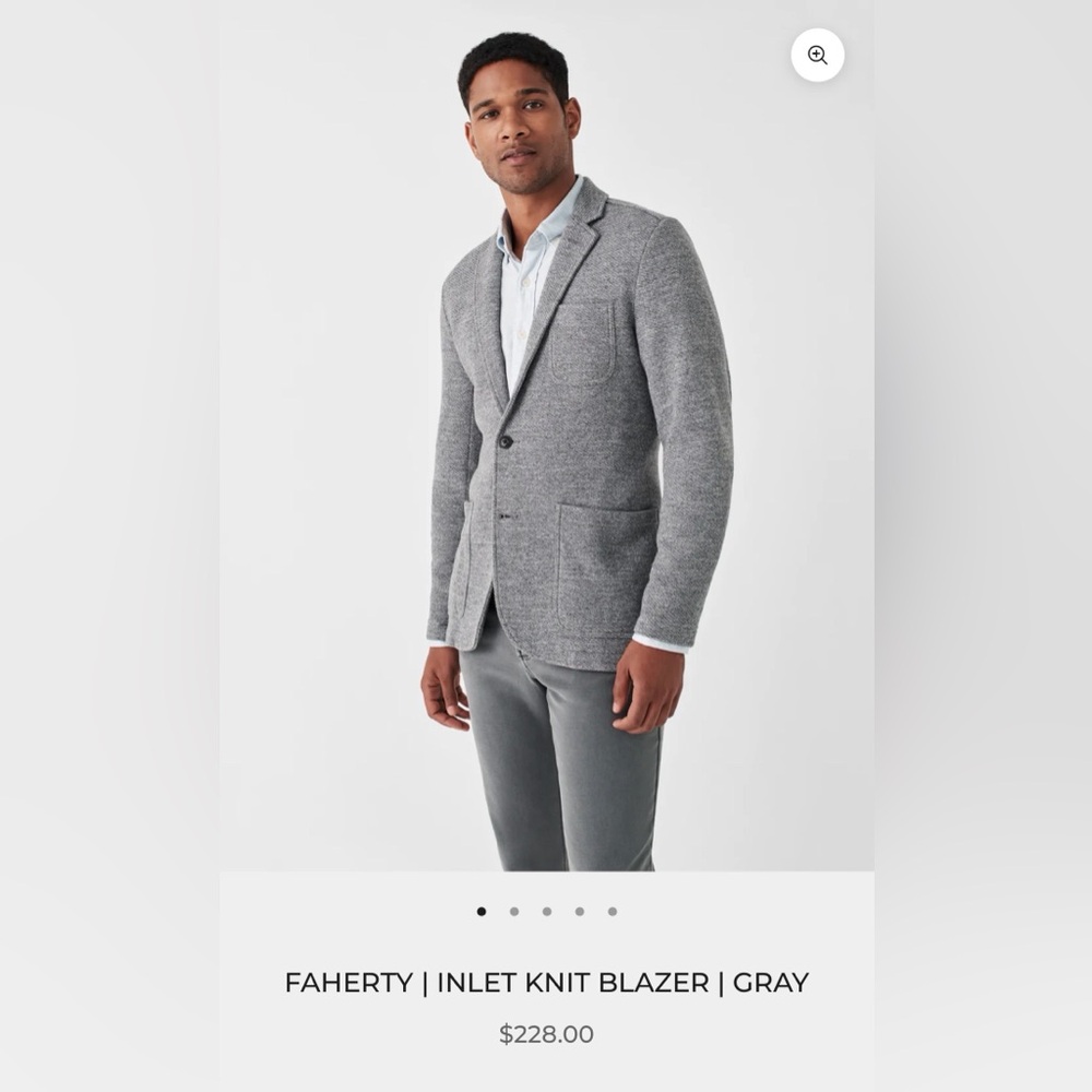 Faherty Inlet Knit Blazer - Medium Grey Melange size medium